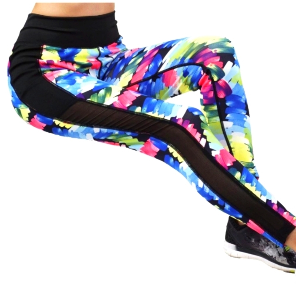 Yoga Pants Workout Leggings Mesh Cutout